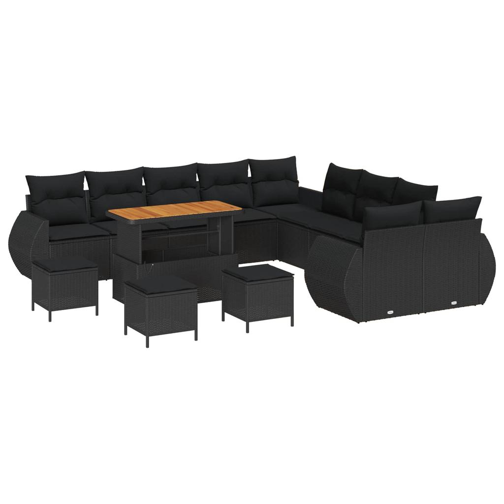 Garden Sofa Set 14 pcs Black Poly Rattan