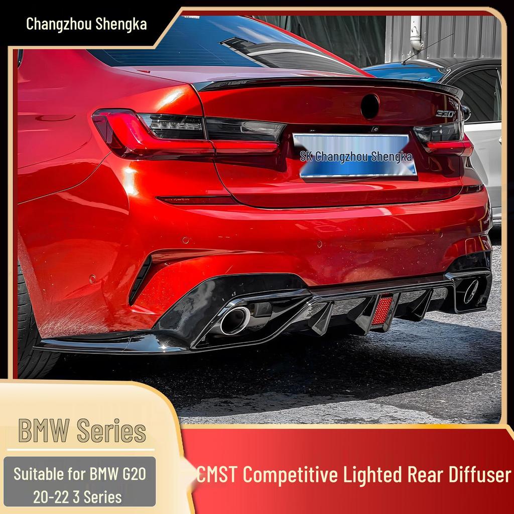 BMW 3 Series (20-22) CMST Modified Rear Diffuser with Lights - G20/G28 Black Warrior Body Kit Spoiler