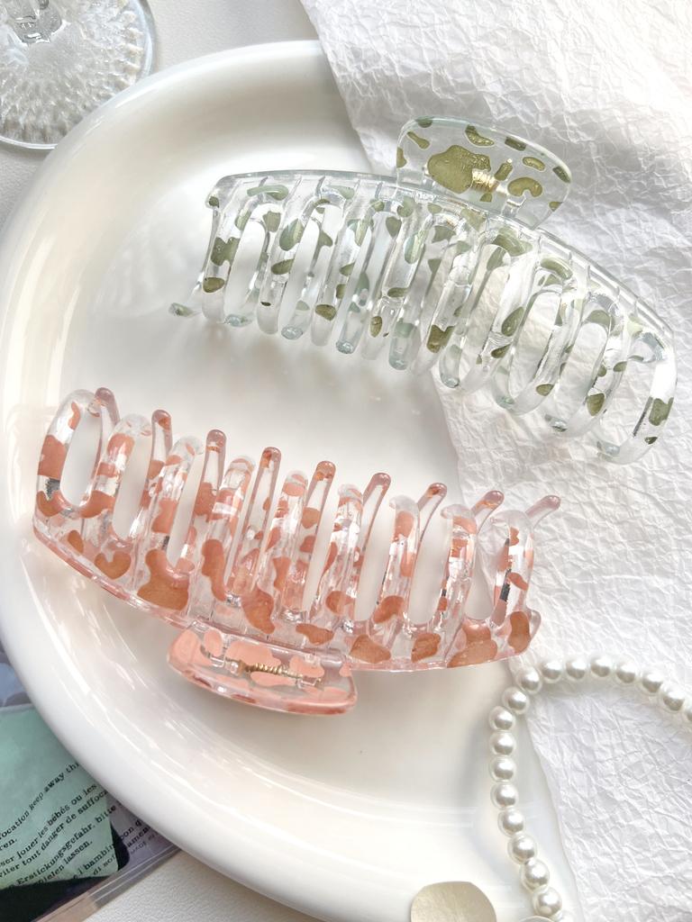 Simple Cow Print Large Transparent Hair Claws,Nonslip Leopard Barrette Hairpins Hair Accessories Gifts Headwear For Women