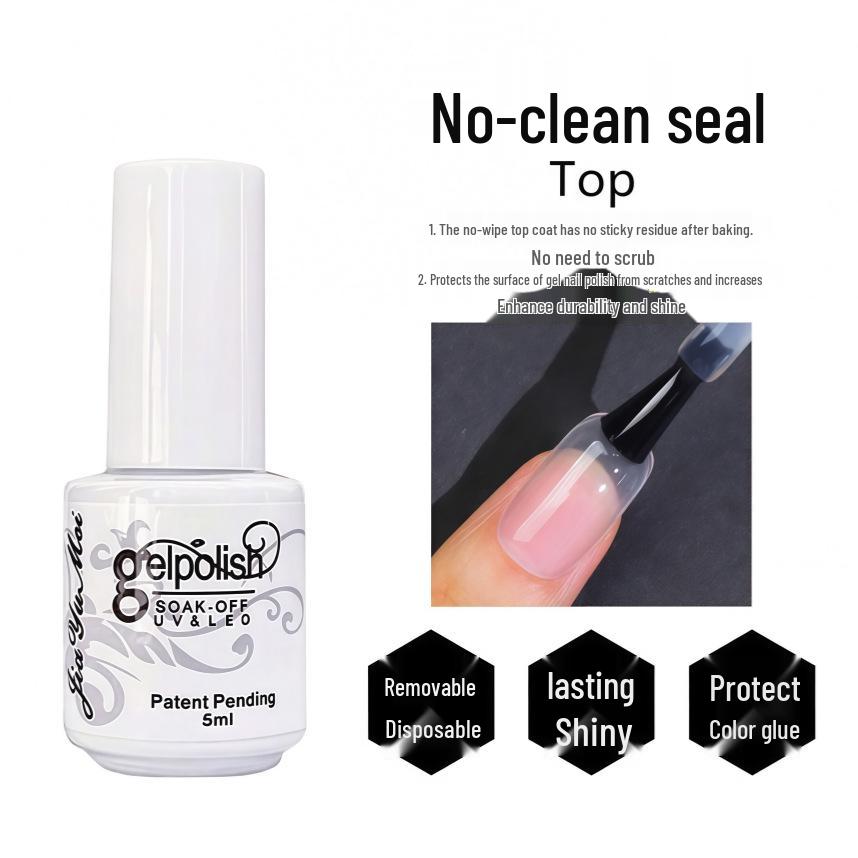 Nail Art Gel Set: Removable Base, Strengthening Gel, Matte Top Coat, No-Wipe Adhesive Gel Polish