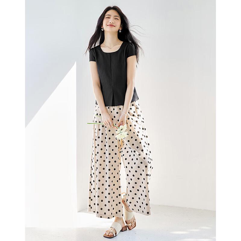 Stylish Summer Pleated T-shirt & Wide-leg Pants Set