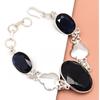 Black Silver Onyx Bracelet  Sterling Gemstone Cuff Handmade Vintage SILVER