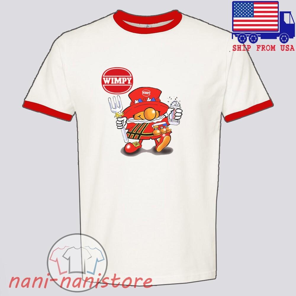 

MR WIMPY Burger Restaurant Men#039;s Ringer Red Size S3XL Unisex T-Shirt XXXXL