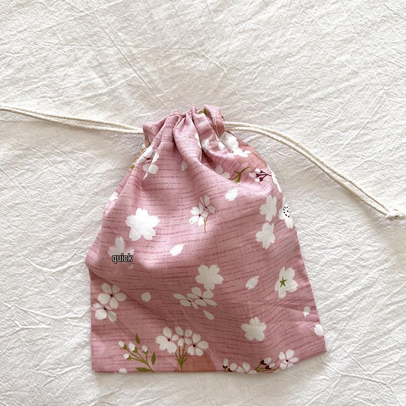 

Мини-мешочек на кулиске из хлопка с цветочным принтом для украшений, косметики и помады - Пыленепроницаемый и милый