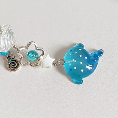 Simulazione di squalo marino, portachiavi con perline, ciondolo a forma di pesce, accessorio decorativo, stile Y2K, unico.