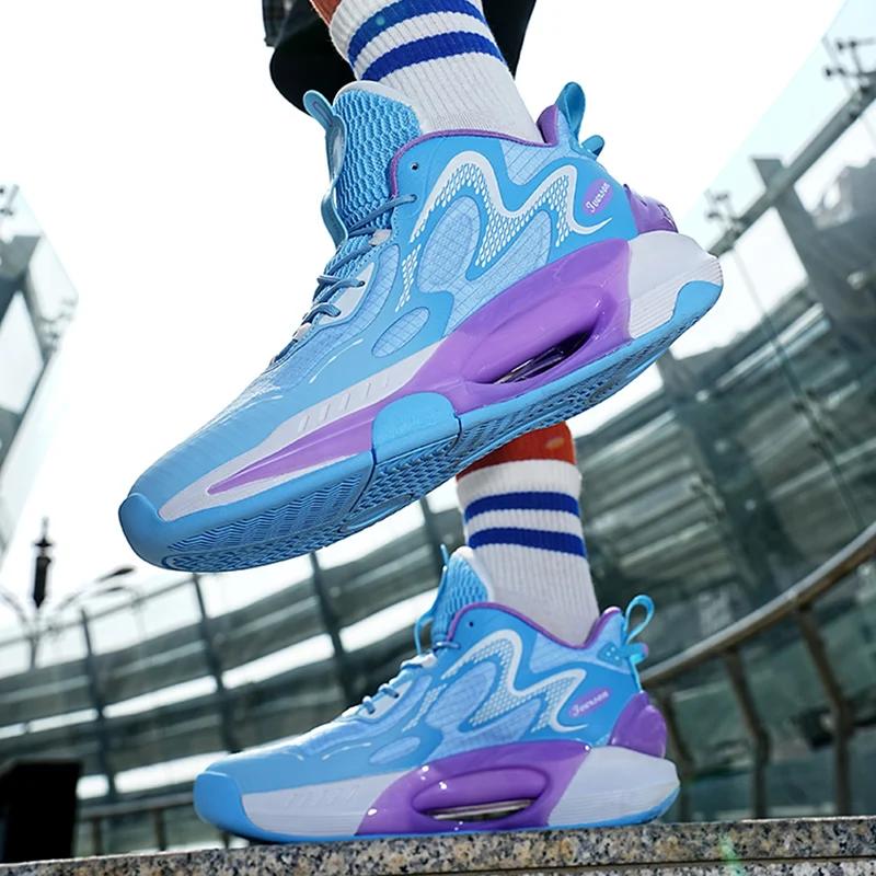 Men's Basketball Shoes Breathable Cushioning Non-Slip Wearable Runing Shoes Gym Training Athletic Basketball Sneakers for Women