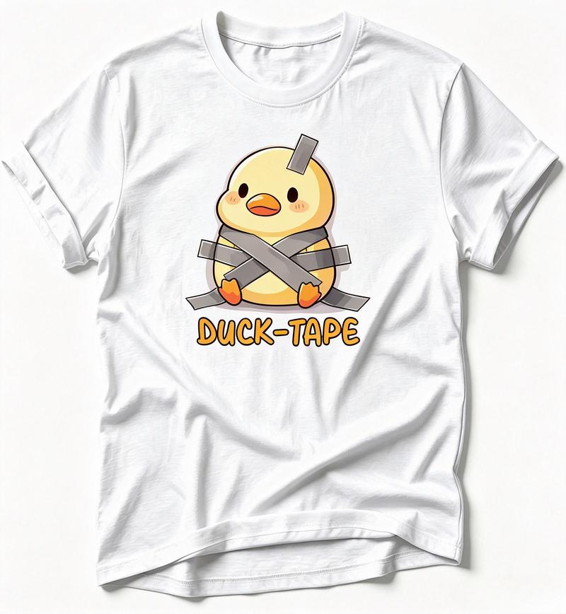 Funny Ducktape Pun T Shirt Cute Sticky Tape Duck Cartoon Graphic Tee Casual Short Sleeve Cotton Tops For Unisex Unisex