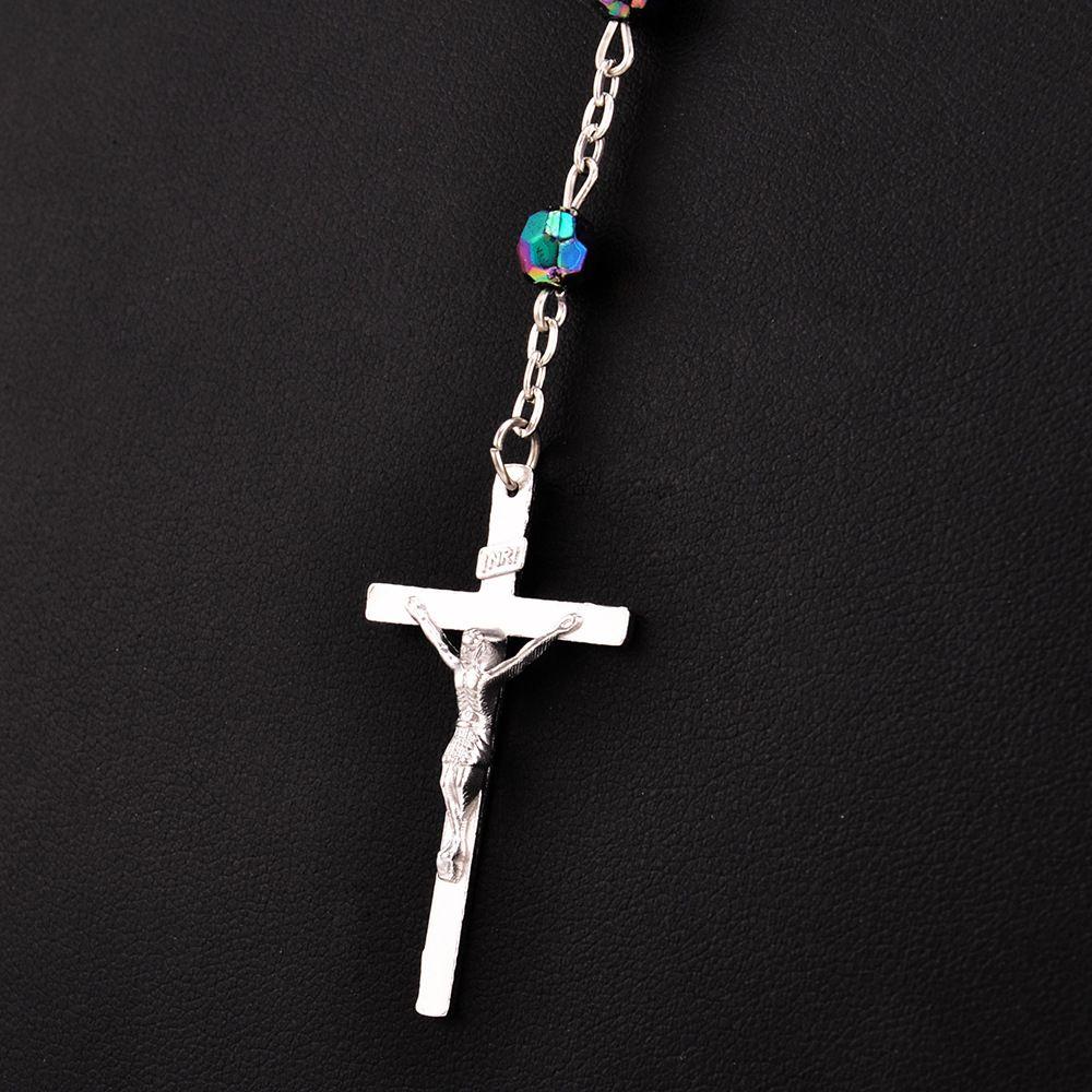 Jewelry Crucifix Charm Cross Necklace Jesus Virgin Mary Pendant Rosary Beads Chain