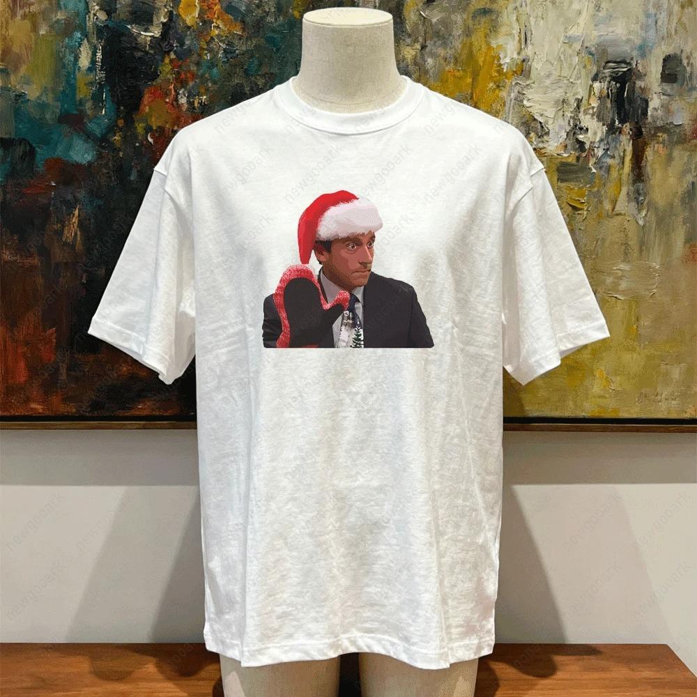 Funny Michael Scott Christmas Graphic T Shirts The Office Hilarious TV Show Tshirt Women Unisex Vintage Festival Cotton Tops S