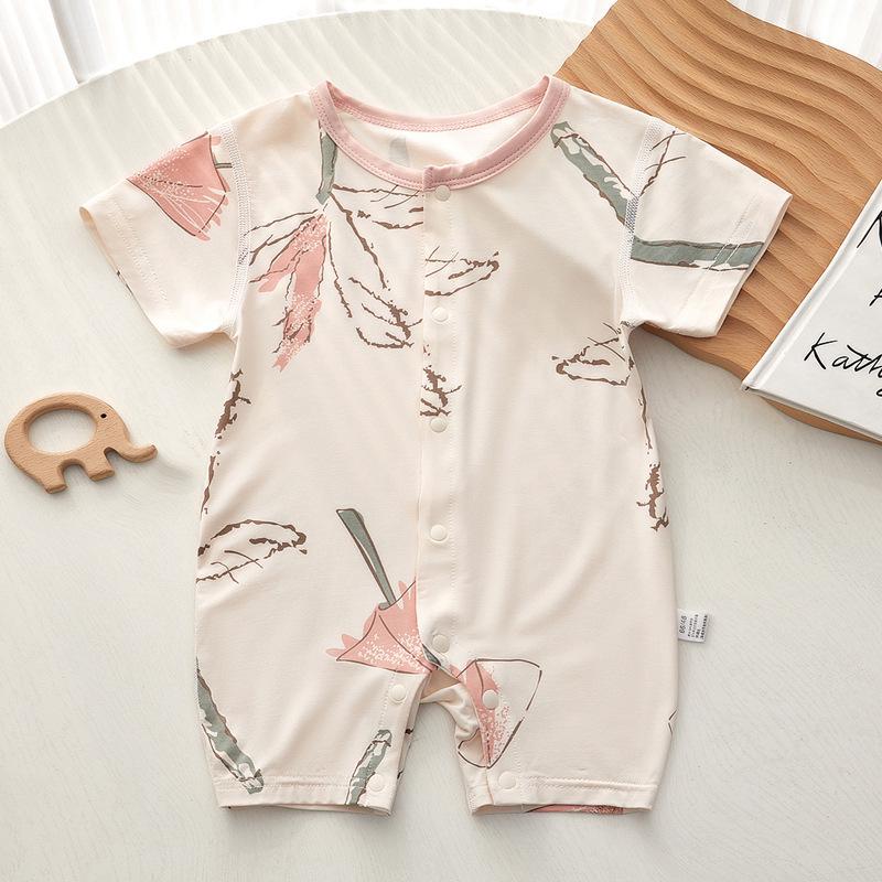 Summer Newborn Bodysuit Pajamas: Thin Short Sleeve Rompers for Babies