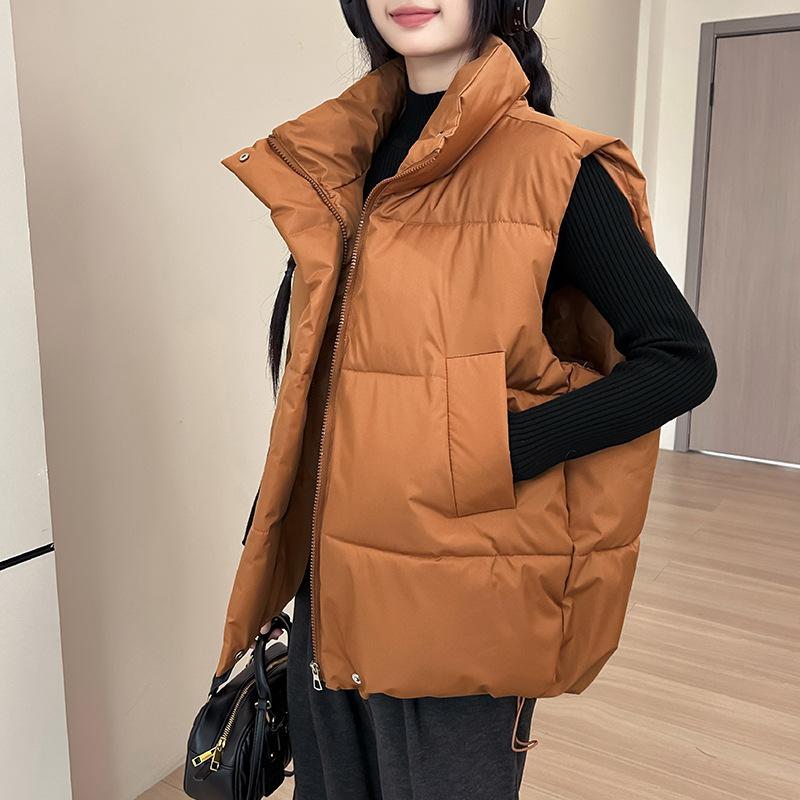 

Новая женская легкая куртка без рукавов со стойкой, однотонная, утолщенная теплая спортивно-повседневная свободная куртка-фонарик из хлопка XXL