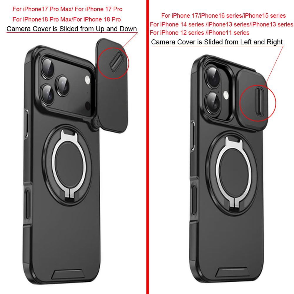 Luxury Slide Cap Cover Case For iPhone 17E 16E 18 17 16 15 14 13 12 11 Pro Max IPhone17e IPhone16e Phone With Ring Stand Holder