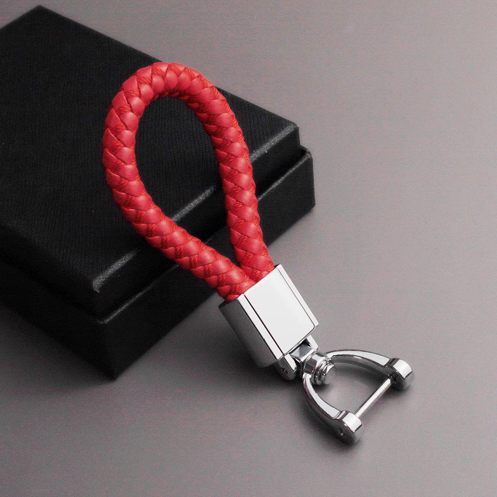 Portachiavi in Metallo con Cordino in Pelle Intrecciata Fatto a Mano - Ciondolo Colorato Portachiavi per Auto, Perfetto per Promozione a Terra o Piccoli Regali