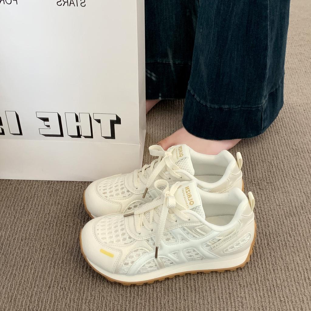 Dexun little white shoes women's mesh breathable 2025 summer new single net light Forrest Gump shoes casual sports running shoes