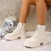 Fashion BLACK and White Boots Winter Shoes Women Ankel Boots Goth Shoes Platform Boots Snow Booties Woman Large Size Warm Botas 3223