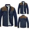 Giacca da Uomo Invernale a Maniche Lunghe con Collo Alto, Color Block, Bottoni, in Velluto a Coste, Slim