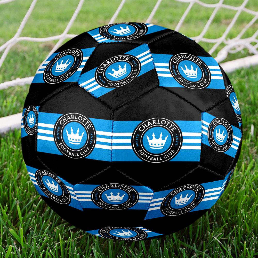 Charlotte FC Indoor Soccer Ball Size 5 Colorful All Ages Machine Stitched PVC Competition Ready Durable High-Bounce