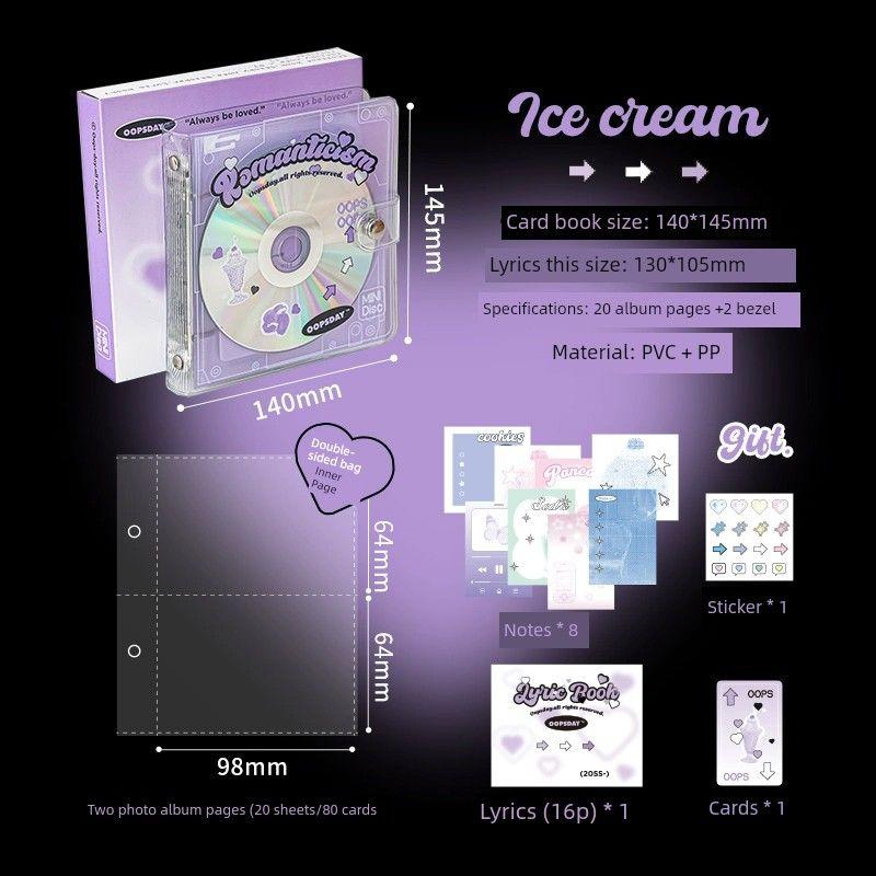 

Oopsday Card Binder American Polaroid Album Album Mini Truck Storage Book Loose-Leaf Two-Grid Star Chasing Storage Book (Purple) ice cream