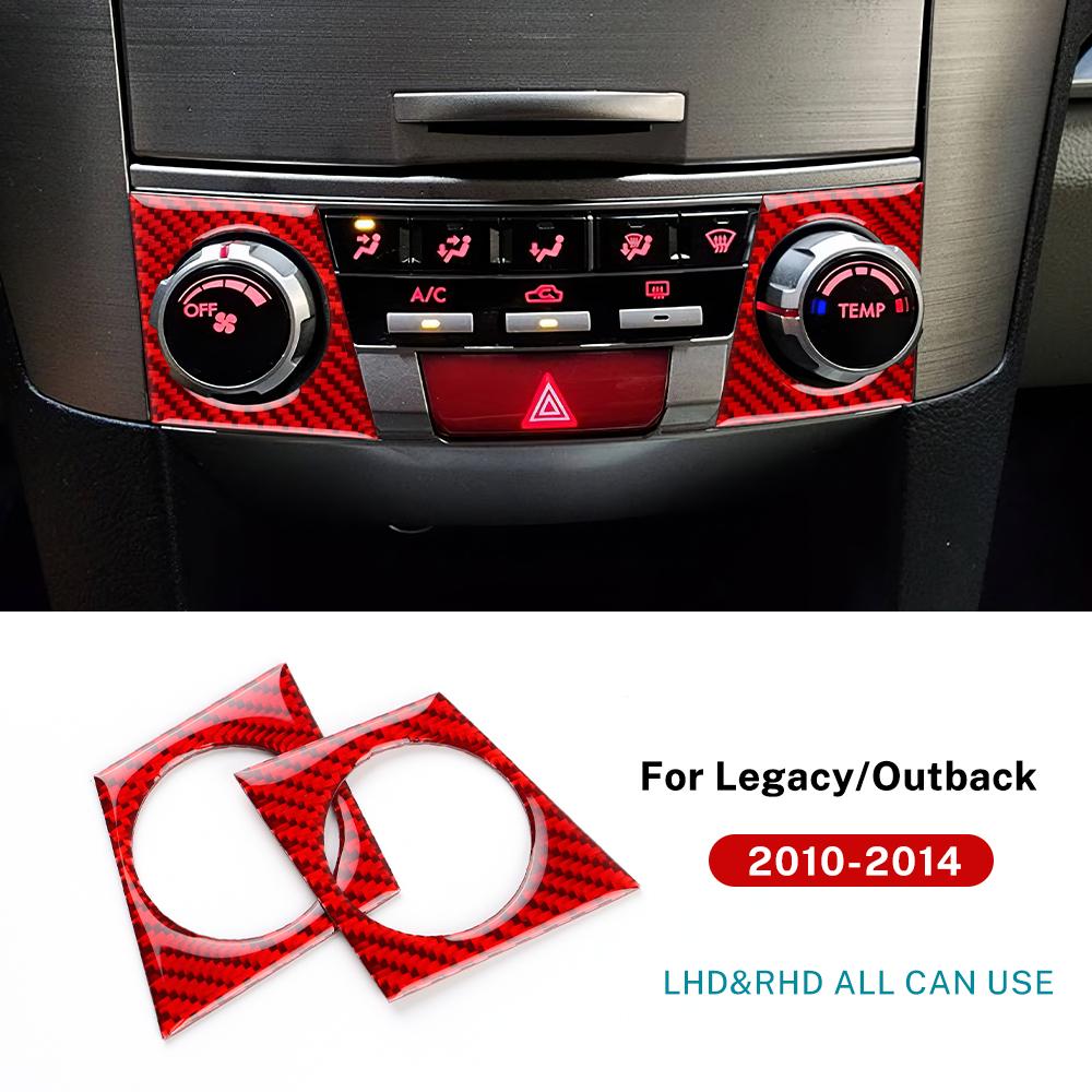 Car Central Control Rotary Button Real Soft Carbon Fiber Sticker For Subaru Legacy Outback 2010 - 2014 LHD RHD Trim. Red Carbon