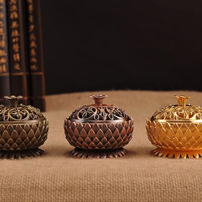 Encensoir en alliage de bois de santal en forme de Lotus, Mini brûleur d'encens en Zinc et cuivre, décoration de maison