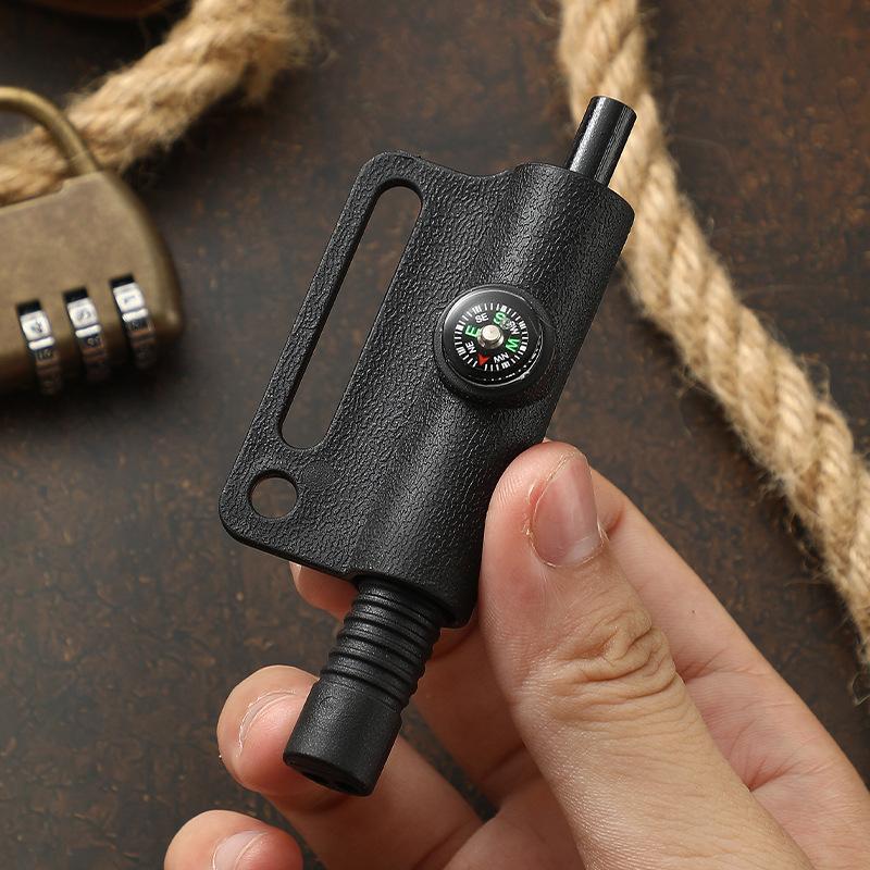 Multi Function Survival Fire Starter Magnesium Flint Rod with Compass Whistle Fire Ignition Tool with K Sheath for Outdoor Camping Hiking