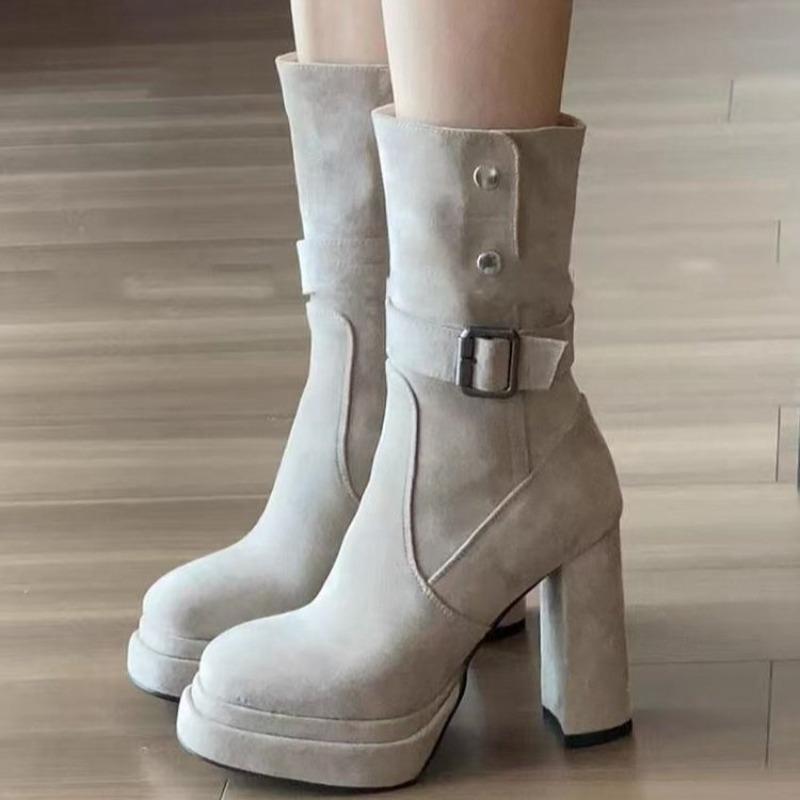 Fashion Niche Retro Block Heel Skinny Booties Women's 2025 New Summer Heightened High Heels