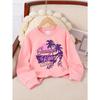 European Sizes Girls Soft Crewneck Sweatshirt Summer Vibes Palm Tree Sunset Beach Print, Casual All-Match, Ideal Holiday Present