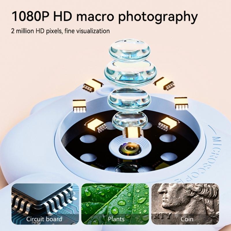 500x Magnification Microscope Handheld Magnifying Glass Support PC Educational Science Toys Pocket Microscopes for Kids