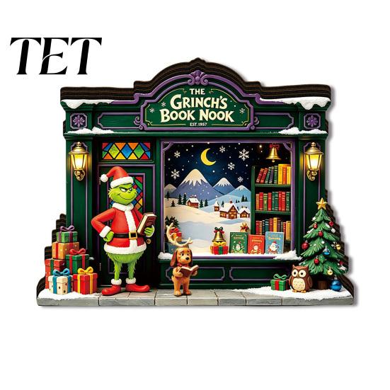 Cozy Living Room Decor Items Christmas Wooden Light Up House Table Ornament, LED Lighted Tabletop Decorations Book Nook Village Decoration for Holiday