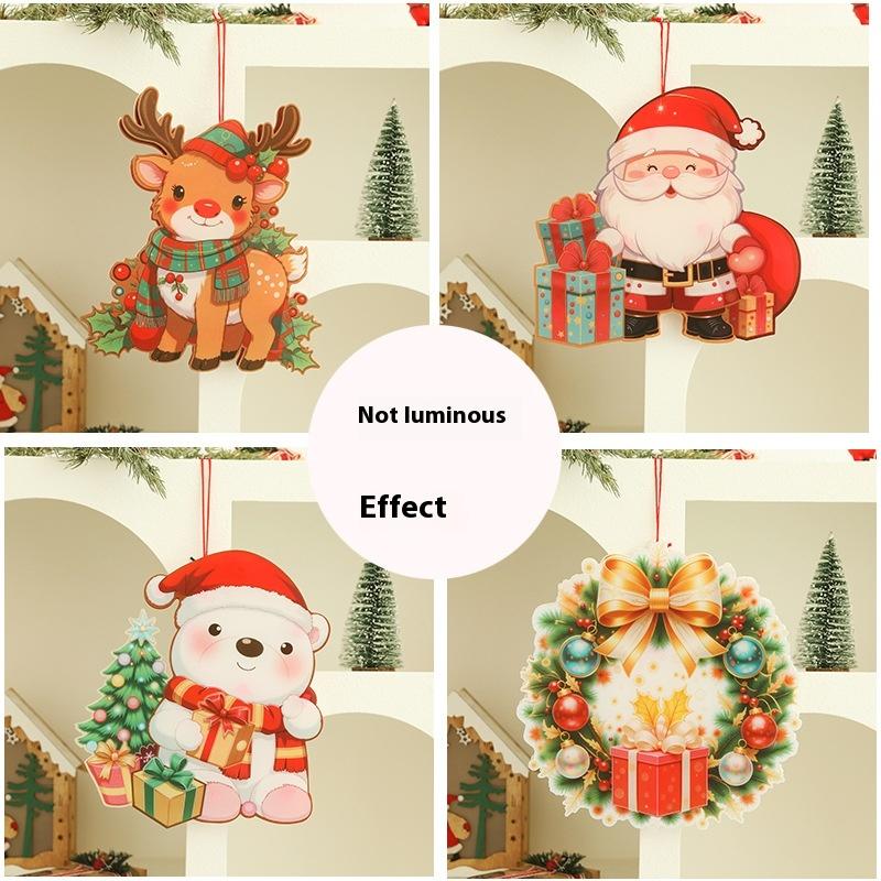 1Pc Luminous Door Hanging Decorations Christmas Home Diy Colorful Lights Snowman Scene Arrangement Hanging Decorations