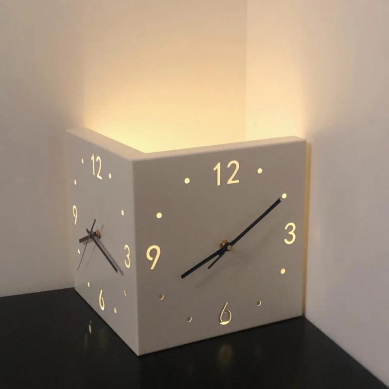 Minimalist Silent Two-Sided Corner Wall Clock for Living Room