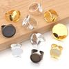 5 pezzi/lotto 16/18/20/25 mm Placcato Rame Anello Regolabile Impostazione Base Vuota Per Creazione Gioielli Anelli Fai da Te Accessori Vendita all'Ingrosso