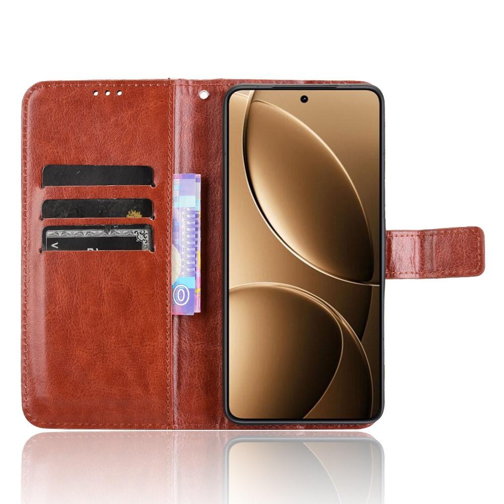 Flip Case for Xiaomi Poco F7 Pro, Crazy Horse Wallet, Brown