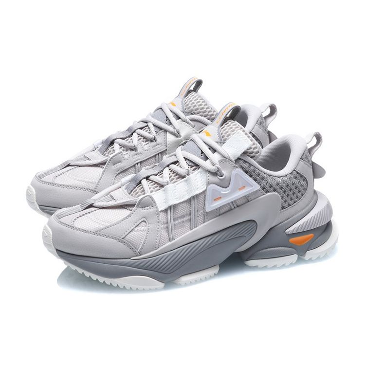 Li Ning Star Cloud M1 Fabric Shock Absorbing Non-Slip Wear-Resistant Breathable Low-Top Sports Casual Shoes Men Sneaker Gray White AGCQ201-4