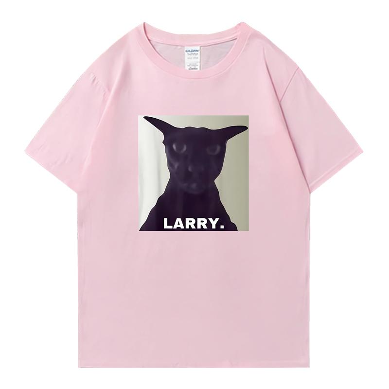 T-shirt vintage Evil Larry Cat Oversized Mulheres Homens 100% Algodão manga curta t-shirts Verão Gola Redonda Roupa estampada Unissex