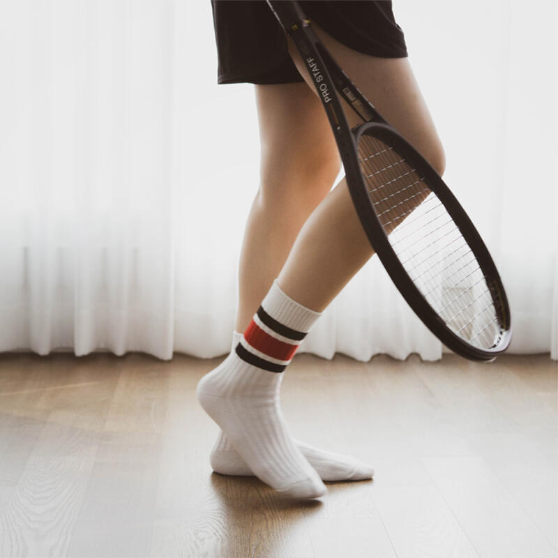 Unisex Red/Black Knit Lip Socks White rssw082