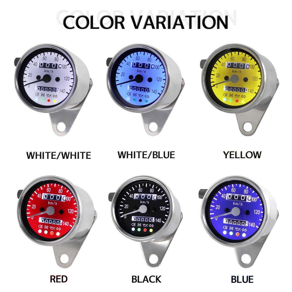 Motorcycle 140km/h Mechanical LED Speedometer 60mm White Panel (White LED)