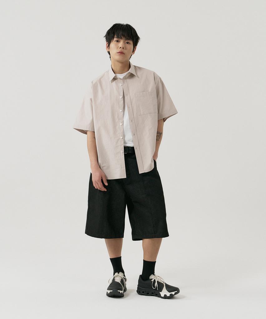 GNOK Cotton Oversized Short Sleeve Shirt [Beige]