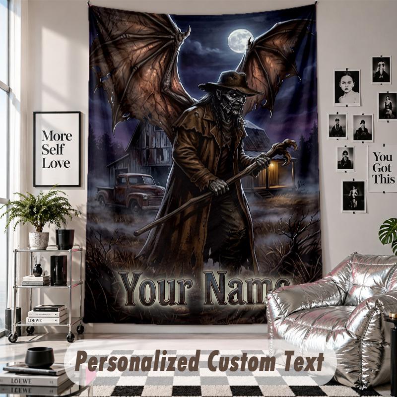 Custom Tapestry Wall Hanging, Jeepers Creepers The Creeper Personalized Name Text Home Wall Decor