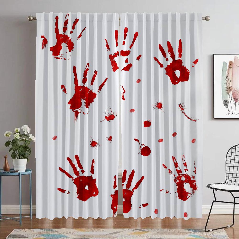 Bloody Window Curtain for Room 2 Panel Partition Curtains for Bedroom Halloween Decoration Shades Home Interior Curtains Living