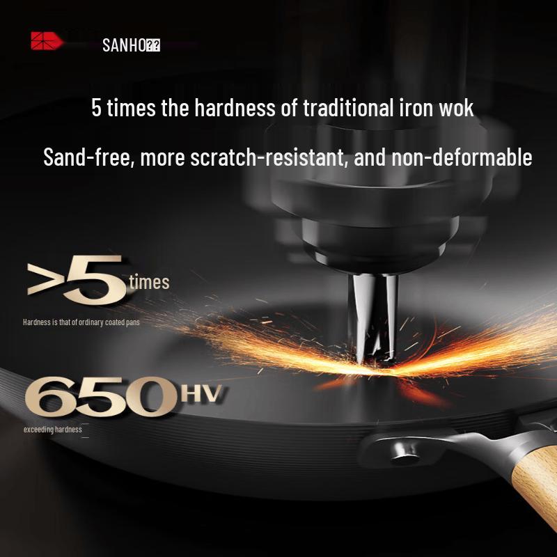Sanhe Nitride Titanium Iron Flat Bottom Wok