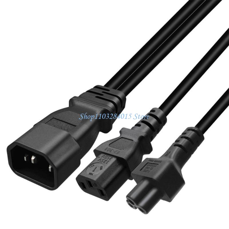 R6FF 3-pin IEC320-C14 Male To IEC320-C13+C5 Female Power Supply Converter Cable Line