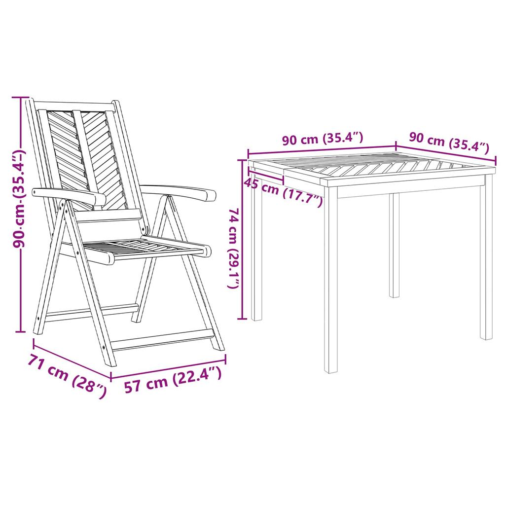 Garden Dining Set 5 pcs Brown Solid Acacia Wood