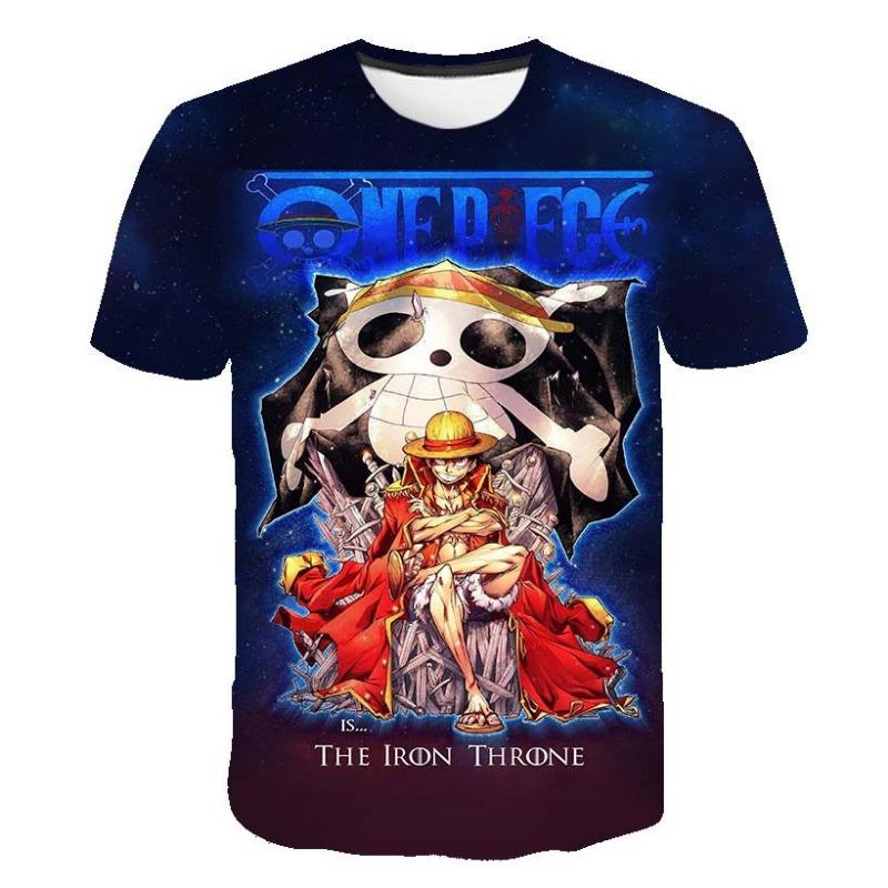 European and American Trendy New One Piece Rubber Man Luffy 3D Digital Printed Cartoon Cool Boy T-shirt