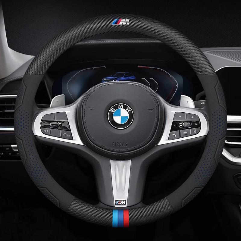 BLN1 For BMW M E46 E39 E60 E90 E91 E36 E87 F10 F20 F30 G61 G68 X1 X3 X4 X5 X7 M3 M4 M5 Car Carbon Fiber Leather Steering Wheel Cover