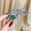 Winter New Feather Brooches for Women Men Luxuriously Inlaid Zircon Emerald Corsage Clothing Accessories Pin Fashion Jewelry