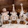 Christmas Collectible Stretchable Snowman & Reindeer Dolls Set - Festive Knitted Figurines for Holiday Display