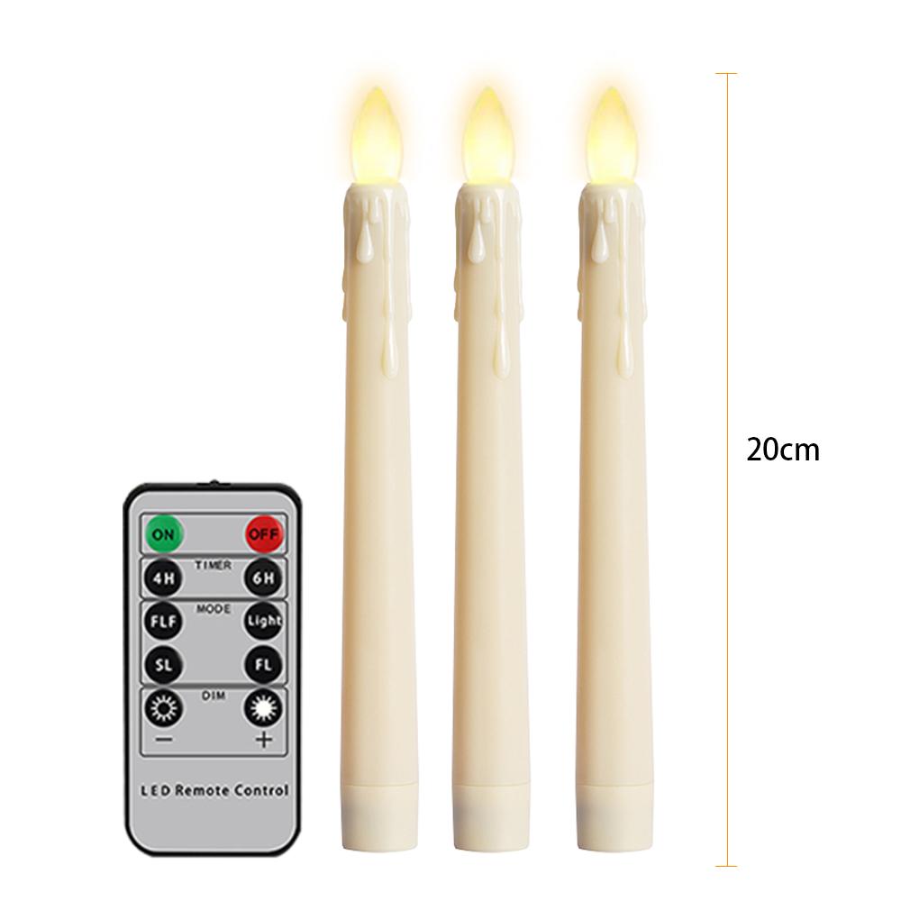 Elektronische Kerze mit Batterie-Timer und Fernbedienung, flammenlose LED-Kerzen, Tränenlicht, Hochzeitsessen, Heimdekoration, 21 cm