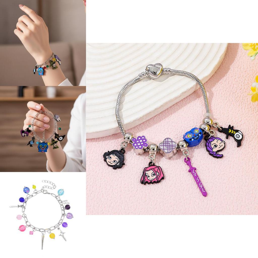 Kpop Demon Hunters Cartoons Bracelet With Alloy Beads For Gift Giving And Daily Wear