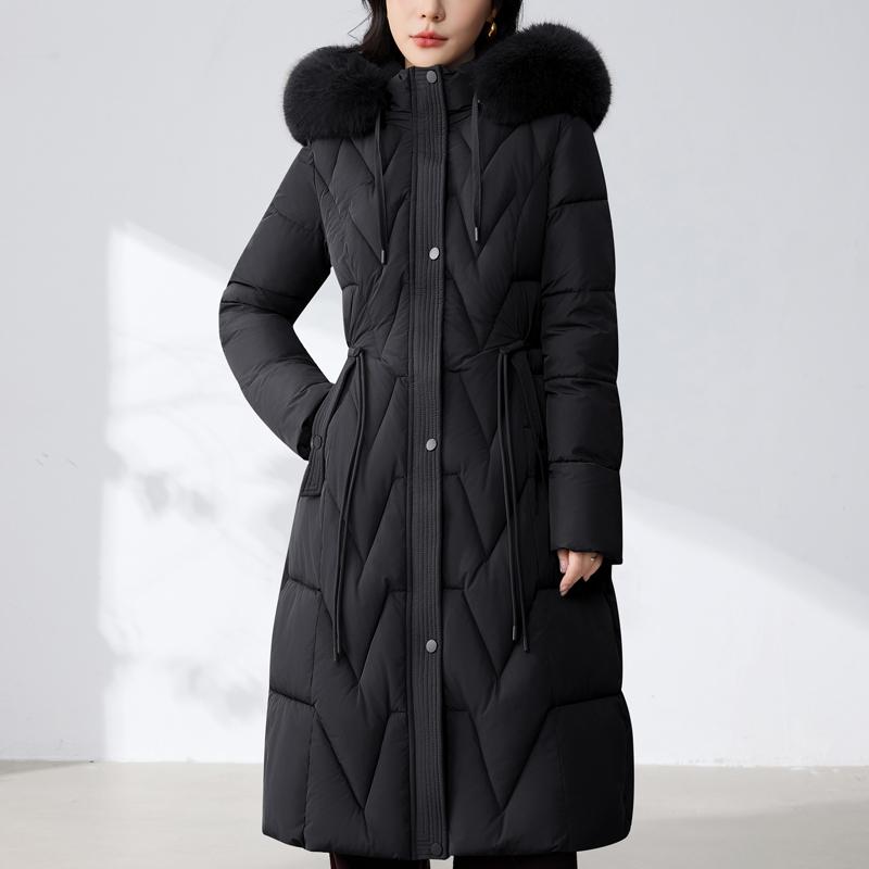 Fashion Woman Long Parkas Winter Coats Hooded Faux Fur Collar Thick Warm Overcoat Women's Jackets